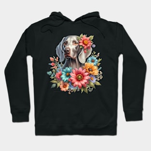 A Weimaraner decorated with beautiful colorful flowers. Hoodie